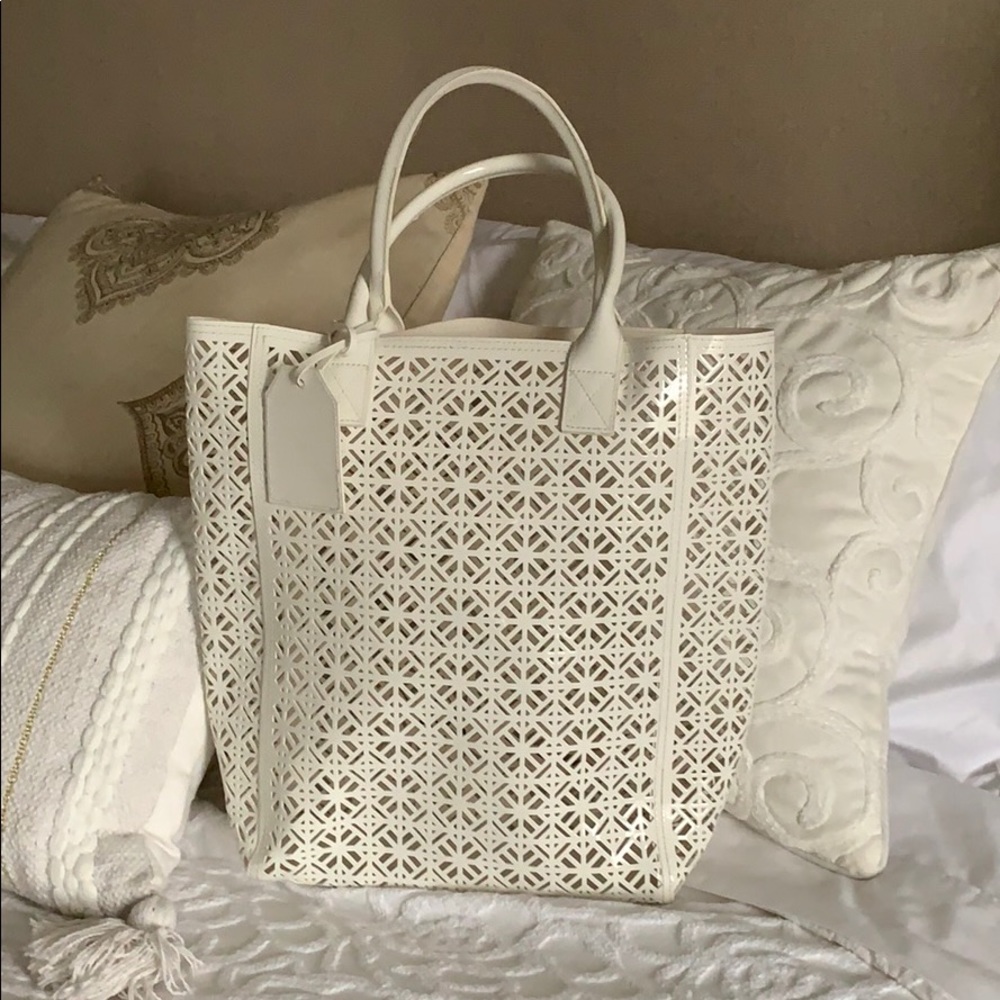 Tory Burch white lace tote